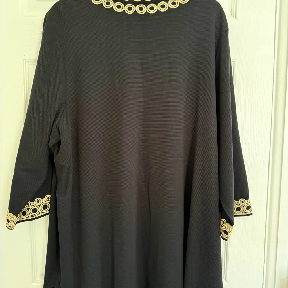 Charter Club Black Tunic with Gold Embroidery - Picture 7 of 10